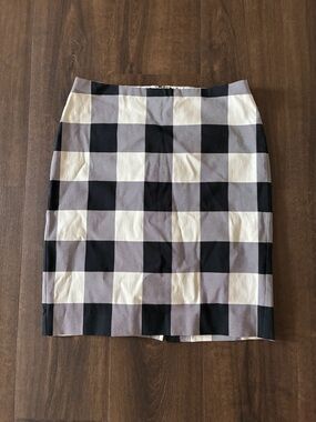 Talbots Black, White & Gray Checkered Pencil Skirt